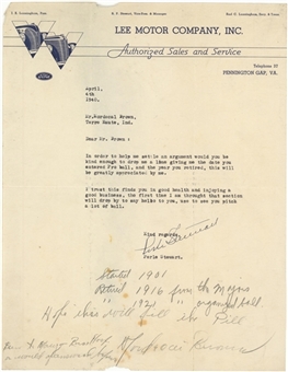 1940 Mordecai Brown Signed Handwritten Correspondence With Original Mailing Envelope (JSA)